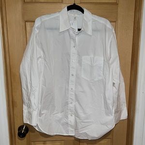 Oversized white cotton button up